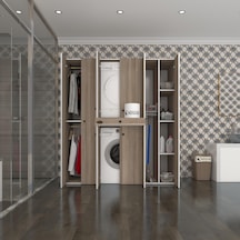 Kenzlife Çamaşır-Kurutma Makinesi Dolabı Ve Giysi Dolabı Çekmeceli Ebuzer Sağ Raf Crd 187 160 60 Banyo Çok Renkli