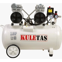 Kuletaş Süper Sessiz Yağsız Kompresör 60 Litre Çift Motor 2 Hp