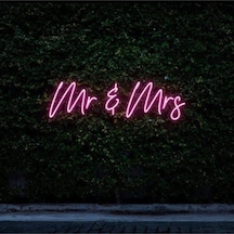 Mr & Mrs Yazılı Neon Tabela Pembe