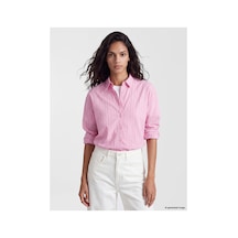 LC Waikiki Alıta Cıty Farkıyla Xsıde Pembe Çizgili Oversize Kadın Gömlek Pembe - 931519574 Pembe