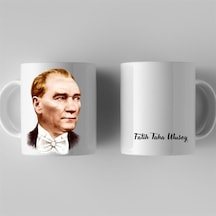 Kişiye Özel Mustafa Kemal Atatürk Resimli Kupa Bardak Siyah