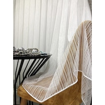 Evdepo Home Çizgili Tül Perde Ekru (546860746)