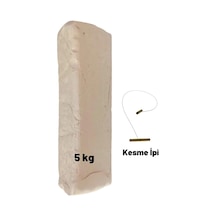 Beyaz Seramik Hamuru, Doğal Kil Çamuru, Oyun Hamuru, 5 Kg, Çamur Kesme Teli-ipi Beyaz Standart
