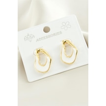Oval - 135 - Mineli Metal - Nazblsmm - Küpe Beyaz