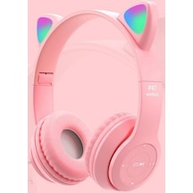 P47m Bluetooth Kedi Kulaklık Katlanabilir Sd Kart Girişli Mikrofonlu Kablosuz Led Işıklı Kulaklık