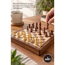 1 Adet Ahşap Satranç Takımı Mıknatıslı Katlanabilir Kutulu Satranç Oyunu 17.5 Cm Wooden Magnetic Chess Foldable Chess Set