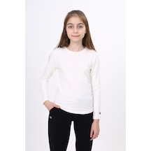 Toontoy Kids Toontoy Kız Çocuk Bisiklet Yaka Uzun Kollu Tişört Ekru
