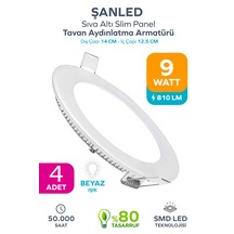 9w Tasarruflu Led Yuvarlak Beyaz Işık Sıva Altı Slim Panel 4 Adettir