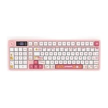 Hawk Gaming Hk258 Membrane Lcd Rgb Kablosuz/bluetooth Siyah Turuncu Full Türkçe Gaming Klavye Beyaz Pembe