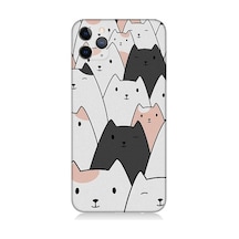 Apple Uyumlu iPhone 11 Pro Max Gülen Mutlu Kediler Desenli Silikon Kılıf