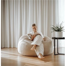 Good Night 12 Renk Gök Kuşağı Puf Armut Koltuk 100x100x50cm Bej