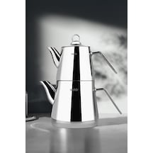 Nehir Çelik Çaydanlık Takımı Seti Alya Maxi Gümüş