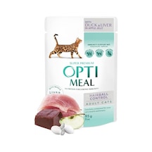 Optimeal Ördek Ciğerli Elma Jöleli Hairball Control Yetişkin Kedi Maması 85 G