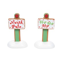 Department 56 Köy Koleksiyonları İçin Aksesuarlar Zencefilli Kurabiye Noel Tabelaları Heykelcik Seti, 5 Cm, Çok Renkli