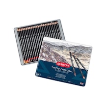 Derwent Tinted Charcoal Sulandırılabilen Renkli Füzen Kalem 24Lü