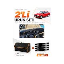 Mazda 323 Bd Eski Kasa 1980-1985 Uyumlu Torpido Örtüsü + Deri Çanta + Sticker - Siyah Kahverengi