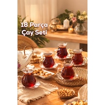 Keyf-i Ala 18 Parça Cam Tabaklı 200 Ml Borosilikat Çay Seti