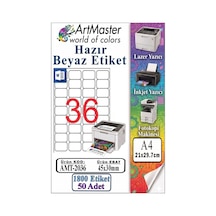 A4 Hazır Beyaz Etiket 45x30mm 50 Sayfa 1 Paket 36 Lı Kendinden Yapışkanlı Fotokopi Lazer İnkjet Kağıdı Yazıcılarla Uyuml