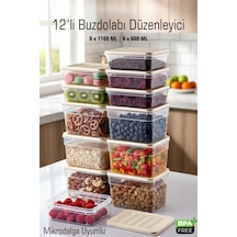 12 Li Saklama Kabı Seti 6x1100 Ml Derin 6x600 Ml Sığ Mikrodalga Ve Bulaşık Makinesi Uyumlu Krem Kapak