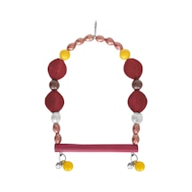 Markapet Tünekli Bordo Kadife Boncuklu Kuş Salıncağı 10-16 Cm