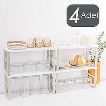 Porsima ORG-02 4lü Raf Düzenleyici - Dolap İçi Düzenleyici Raf Beyaz