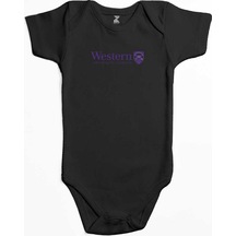 Zepplin Giyim Western University Purple Logo Siyah Bebek Body Zıbın