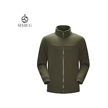 Erkekler İçin Açık Hava Yürüyüş Ekipmanı Renk Bloklu Polar Ceket Yeşil