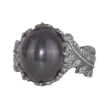 El Yapımı 925 Ayar Gümüş Erkek Yüzük İle Doğal Opal Taşı - Yaprak Desenli İfade Yüzüğü Gümüş