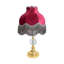 Bordo Abajur Kadife Kumaş Gold Kristal Ayak Ab0770 Diğer