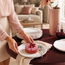 Kütahya Porselen Bone Camila 6 Parça 20 Cm Pasta Tabağı Seti Sade Beyaz