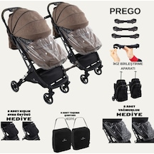 Prego İkiz Apartlı Birleşip Ayrılan Yan Yana İkiz Kabin Boy Bebek Arabası
