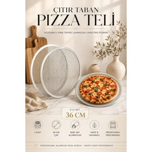 Pizza Teli 2'li Set 36 Cm Çıtır Taban Hamur Pişirme Izgarası Gözenekli Fırın Tepsisi Lahmacun Lavaş Pide Pişir Genel