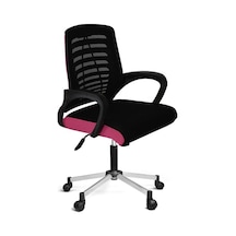 Türksit Karizma File Çalişma Koltuğu Metalik Gri Boyalı Ayak Siyah-pembe Siyah-Pembe