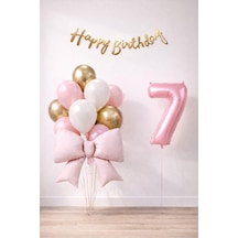 Pembe Fiyonk 7 Yaş Doğum Günü Balon Seti