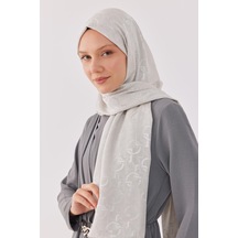 Mirsoy Scarf Daka Desen Parlak Jakar Şal - Kırık Beyaz Kırık Beyaz