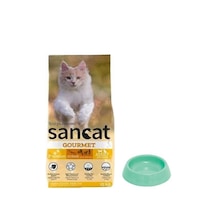 Sancat Premium Gurme Yetişkin Kedi Maması 15 Kg,yuvarlak Su Ve Mama Kabı