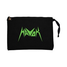 Havok Green Logo Siyah Clutch Astarlı Cüzdan / El Çantası