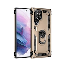 Samsung Galaxy  Uyumlu,  S23 Ultra Kılıf Sofya Yüzüklü Silikon Kapak - Gold