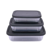 Asude Asd037 Maya Dikdörtgen 3'lü Saklama Seti 500-900-1500 Ml Antrasit Çok Renkli