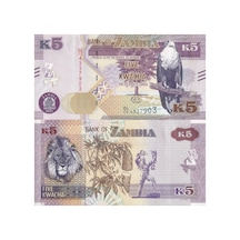 Zambiya 2018 Yılı 5 Kwacha Kağıt Para Çil Unc Koleksiyon Para