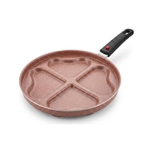 Redio Romantik 24 Cm Kalpli Pankek Ve Omlet Tavası - 4 Gözlü, Çıkarılabilir Saplı Yanmaz Yapışmaz Bölmeli Tava Pembe
