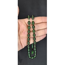 Çubuk Kehribar Tesbih Yeşil Renkli Beyzi Kesim T-384