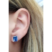 Sky Diamond Blue Creative Sapphire 925Ayar Gümüş Lüks Dikdörtgen