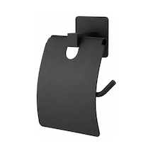 Kare Kapaklı Tuvalet Kağıtlığı Siyah, Yapışkanlı Ve Vidalı Montajlı Metal Wc Kağıtlık, Modern Banyo Tuvalet Kağıdı Askısı 16.5 x 12.2 x 11.2 CM
