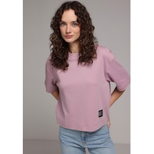 Colin's Colins Oversize Fit Yuvarlak Yaka Düz Kadın Mor Kısa Kol Tişört Cl1078923 Q1.v2 Lıl Lila