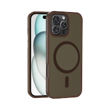 Apple iPhone Uyumlu 16 Pro Max Kılıf Magsafe Destekli Kamera Yükseltili Silikon Mat Parmak İzi Tutmayan Pazarplus Rose Brown