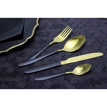 Tmall Home Design Gold Siyah 16 Parça Çatal-Kaşık- Seti Siyah
