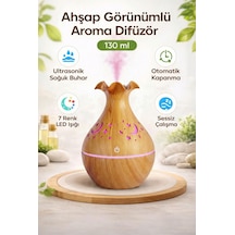 Ahşap Görünümlü Aroma Difüzör 130 Ml Ultrasonik Soğuk Buhar Sessiz Rgb Led Otomatik