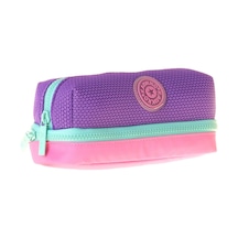 Kaukko Mint İki Bölmeli Kız Çocuk Yeşil - Mor - Pembe Okul Kalemliği Kalem Kutusu - K1852
