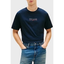 Tommy Hilfiger % 100 Pamuk Regular Fit Bisiklet Yaka T Shirt Erkek T Shirt Mw0mw42363 Dw5 Lacivert
